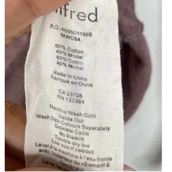 Aritzia Wilfred Mauve Pink Soft Long Sleeve Loose Fit Plunge Neckline Top Sz M - Picture 7 of 7